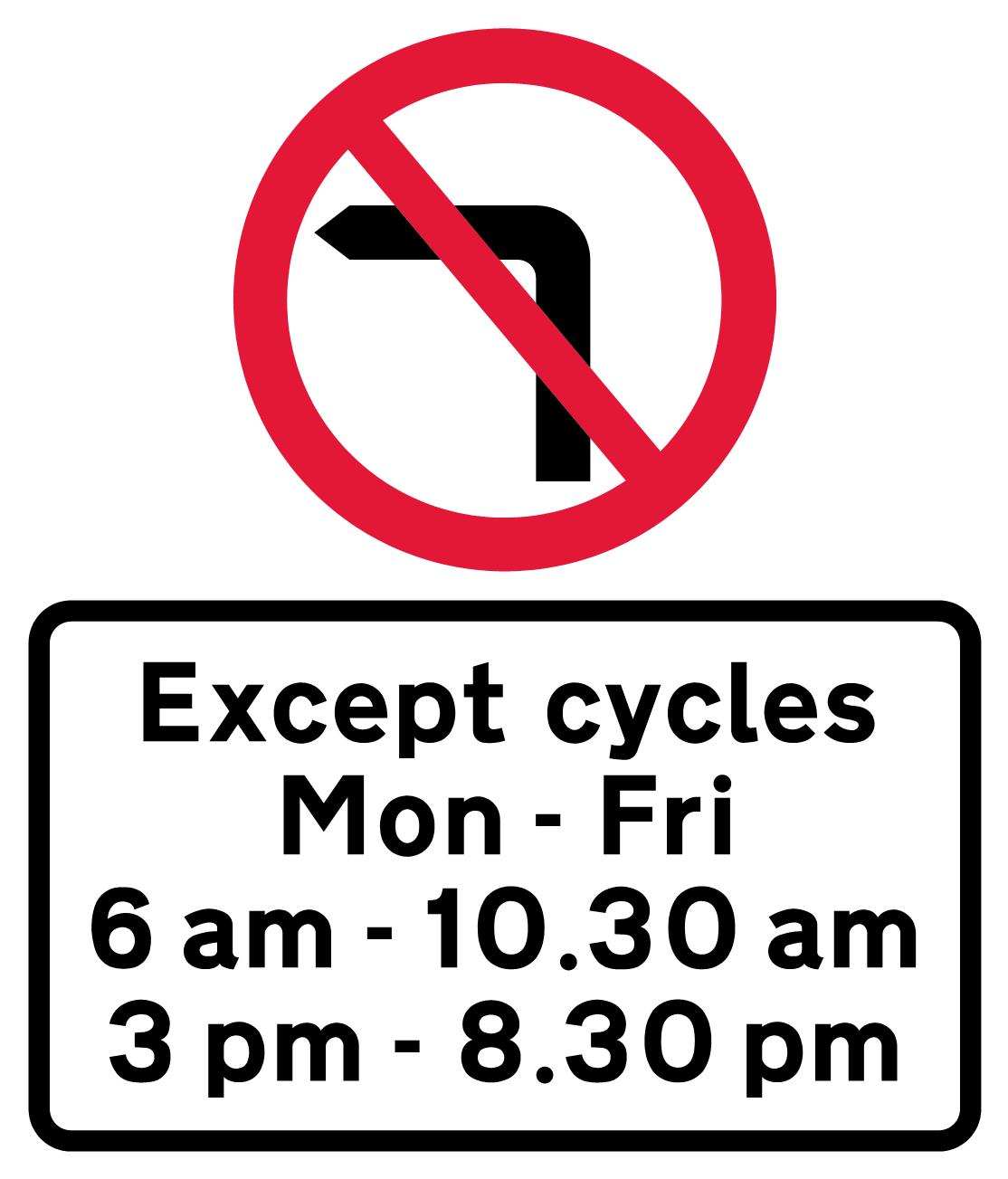 no turning left sign