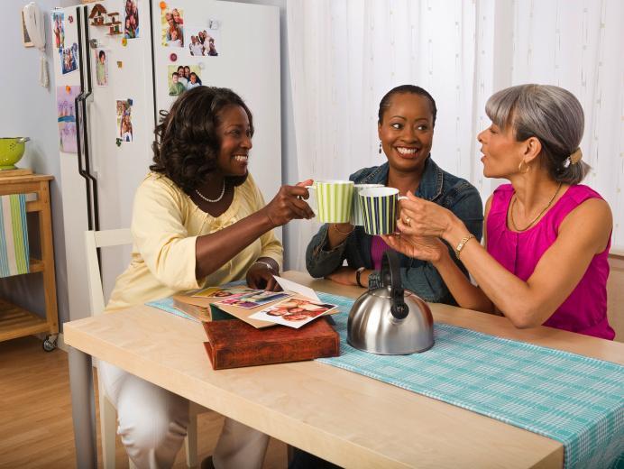 Women chatting at table