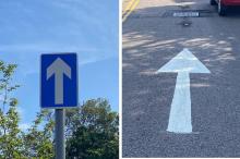 One way sign and marking, York Way