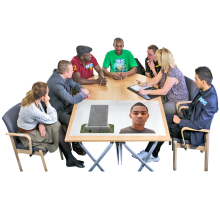 People having a meeting around a desk