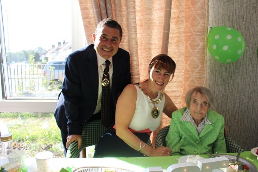 Rebecca Kaufman is pictured with the Worshipful Mayor of Barnet, Councillor Caroline Stock, and Dr Richard Stock, the Mayor’s Consort (husband).