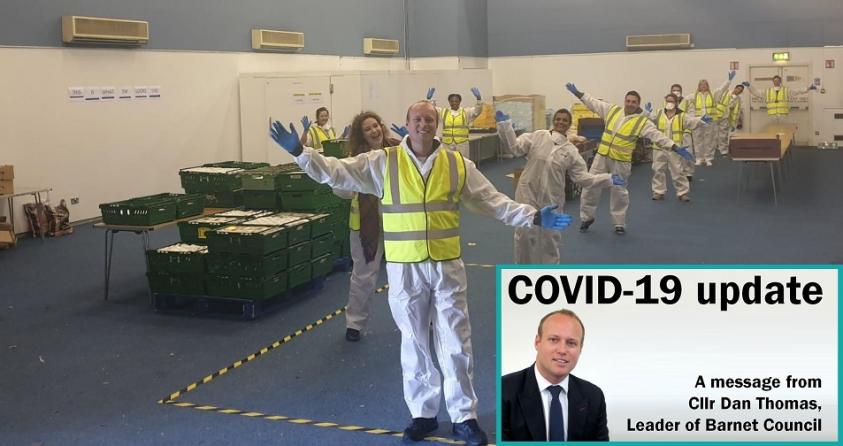 The Leader of Barnet Council, Cllr Dan Thomas, volunteers to help distribute food to vulnerable residents