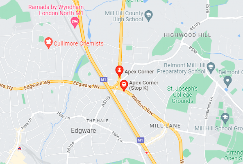 Map showing Apex Corner