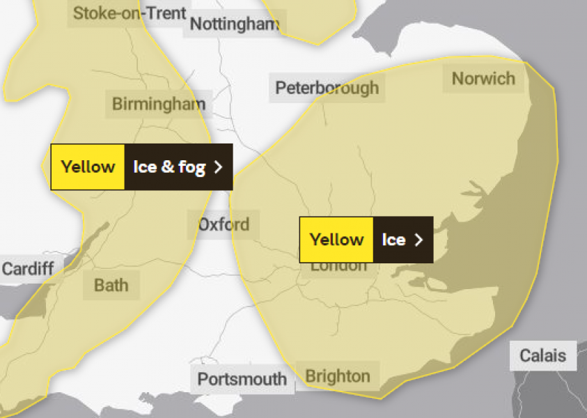 Yellow weather warning - Ice