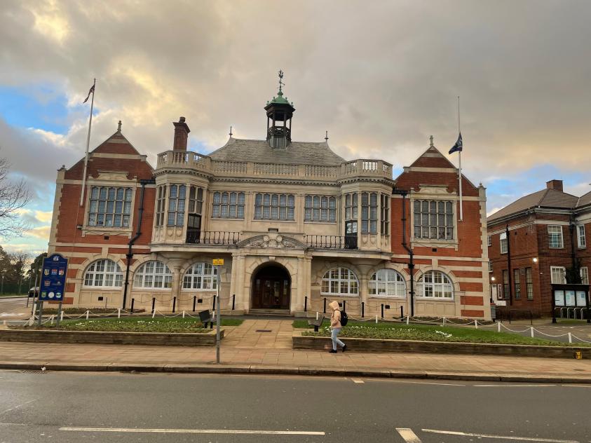 Borough flag flying at half mast