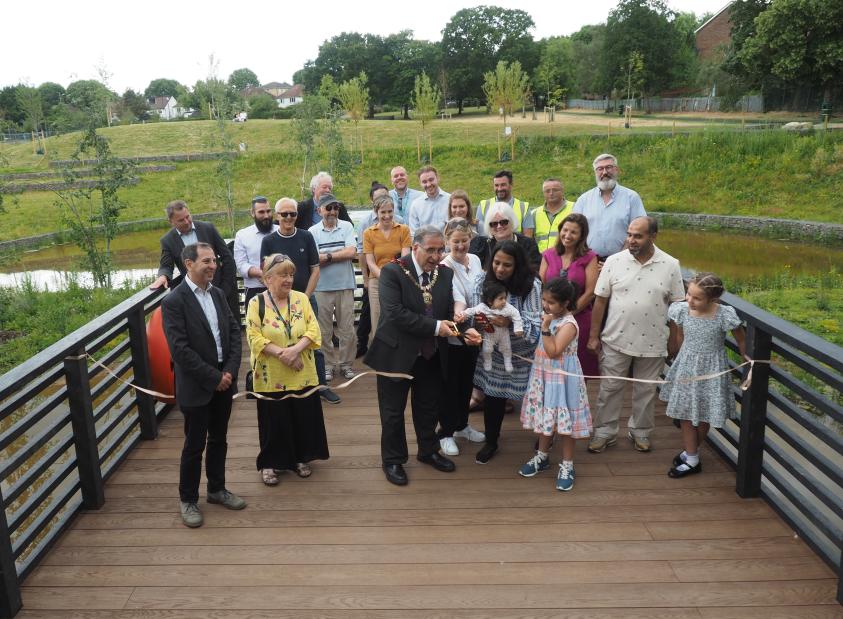 The Worshipful Mayor of Barnet, Councillor Tony Vourou, opens a £1.3m Sustainable Urban Drainage Scheme (SuDS).