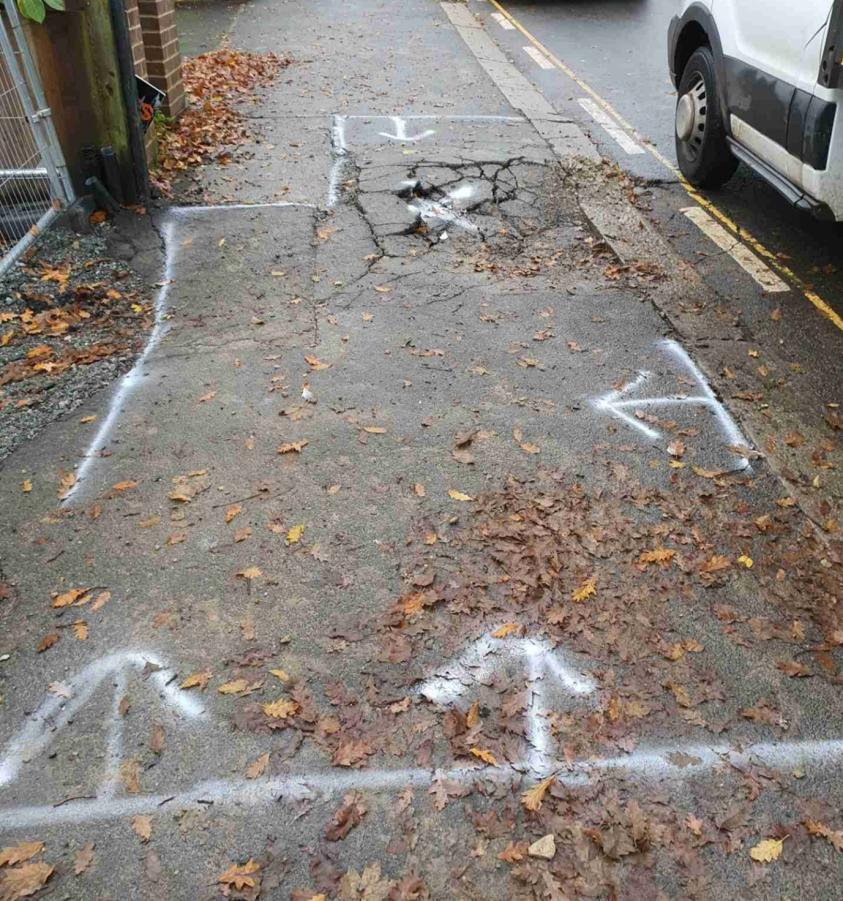 A damaged pavement in Barnet