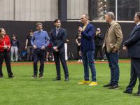 Launching The 108: Morwenna Hall from Related Argent, Ben Ladkin from Major League Baseball Europe, Cllr Ammar Naqvi, Cabinet Member for Culture, Leisure, Arts & Sports, Maxwell Trautman and Michael Wakelam from The 108 and Matthew Palmer from the US Embassy