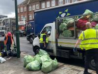 Council crews clearing a fly-tip