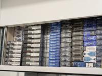 Cigarettes stashed in a hideaway within a shop